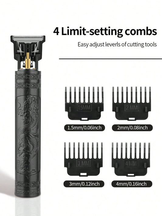 1pc Men's Multi-Color T9 Wireless Electric Hair Clipper, Electric Shaver, Electric Trimmer For Haircut And Styling, 300mAh Lithium Battery, USB Charging, Carving And Trimming Electric Clipper With 4-L