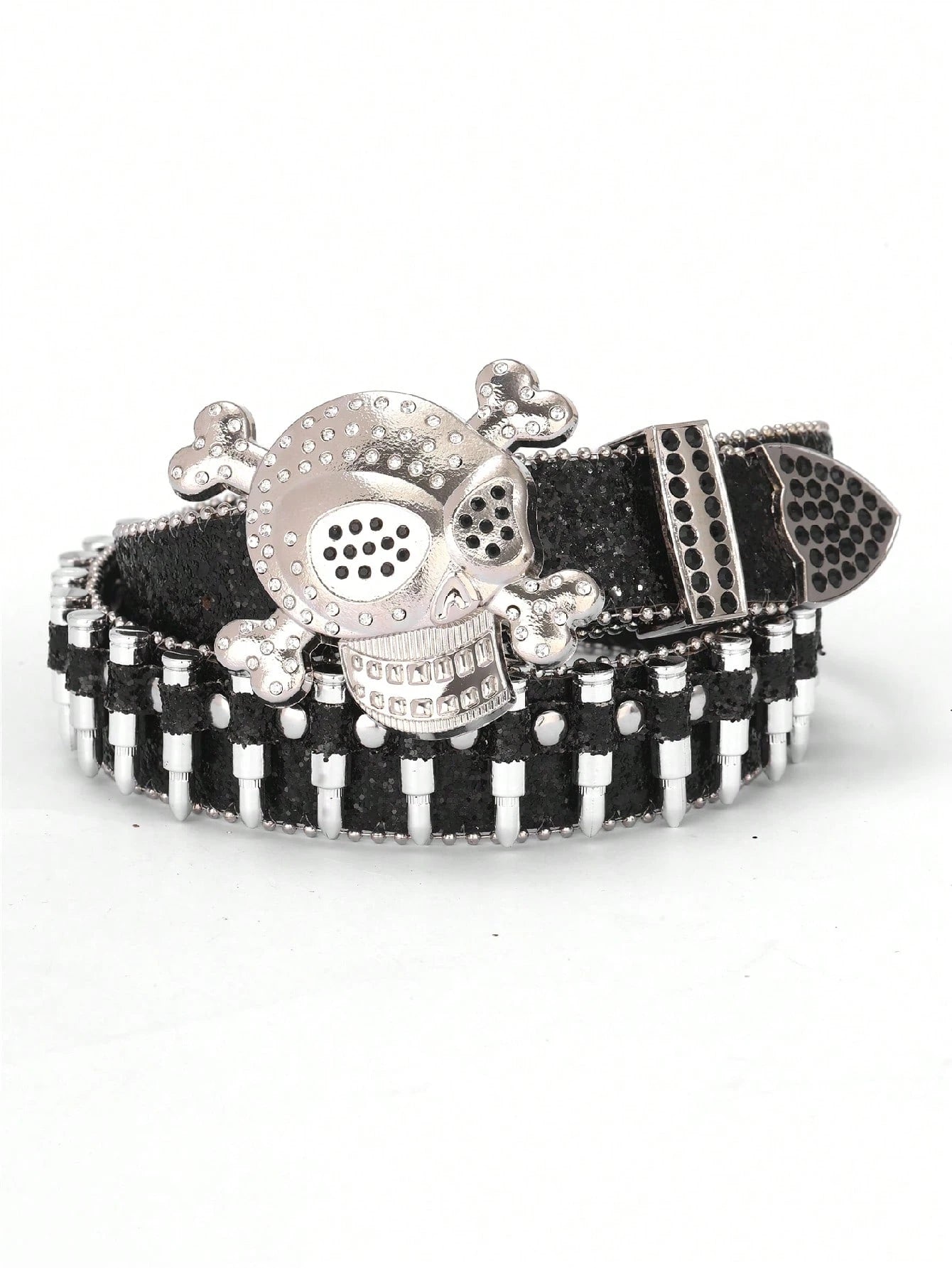 1pc Men's Multicolor Skull Shape Bullet Buckle Street Fashion Punk Hip-Hop Leather Belt