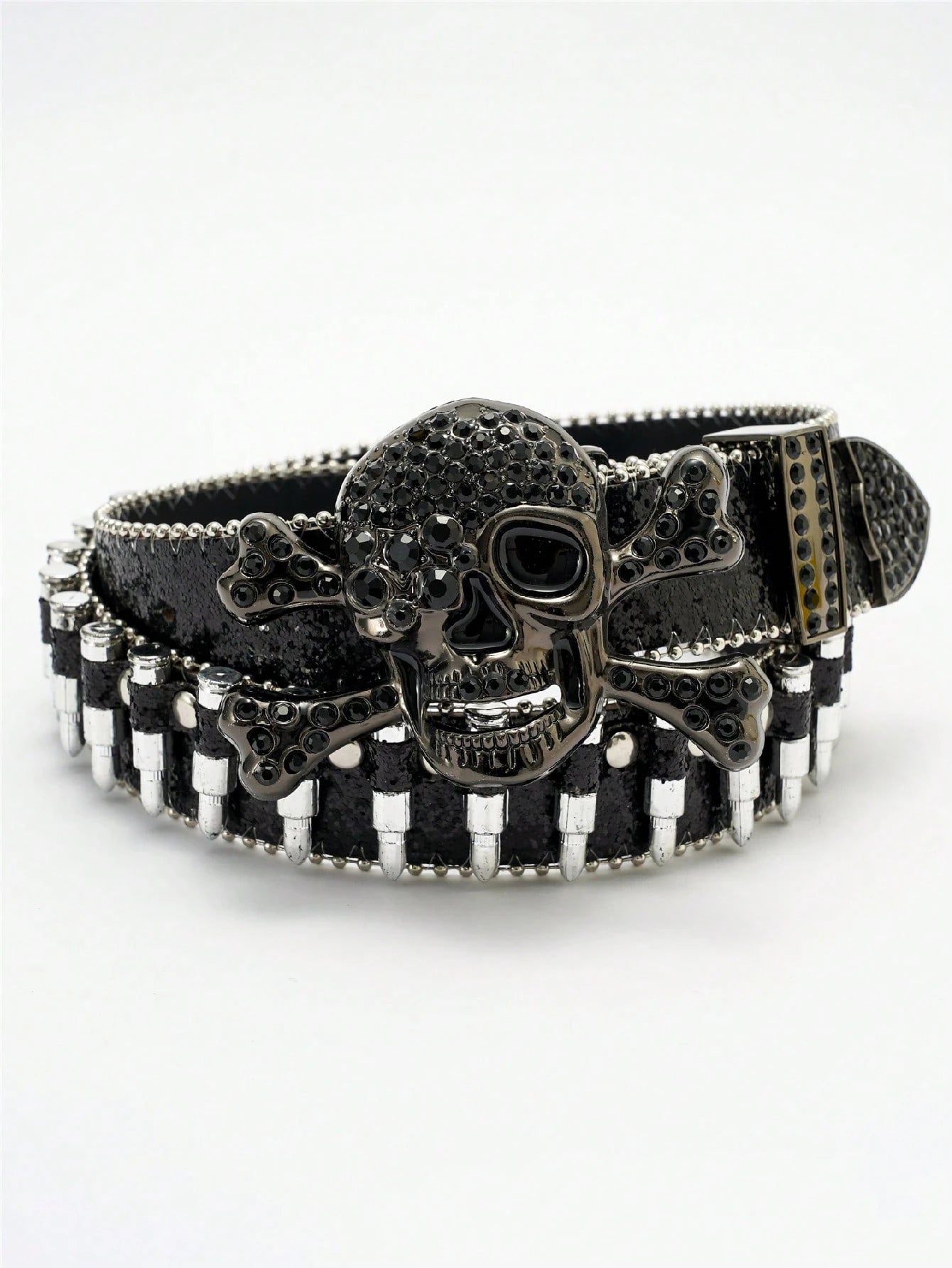 1pc Men's Multicolor Skull Shape Bullet Buckle Street Fashion Punk Hip-Hop Leather Belt
