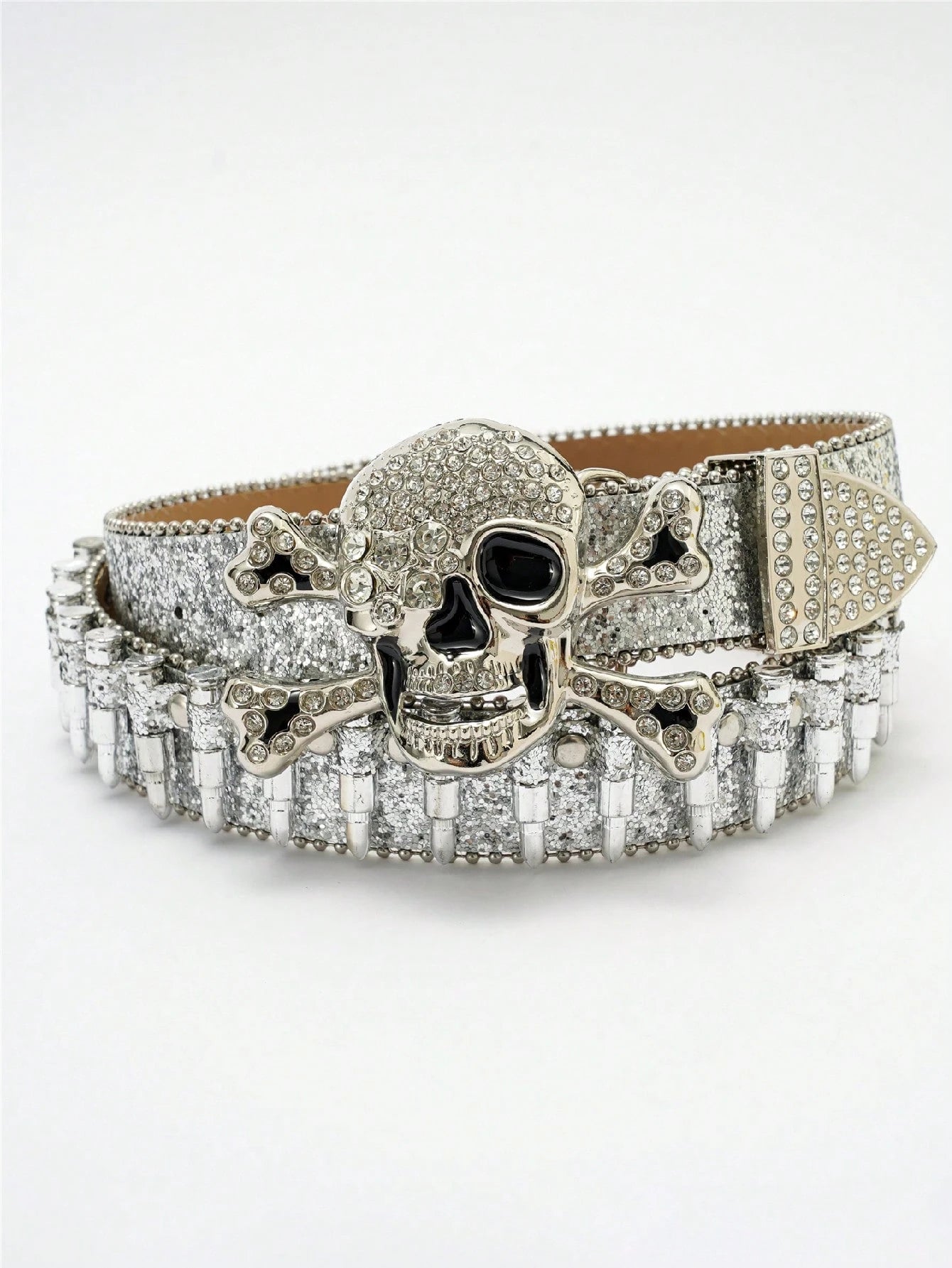 1pc Men's Multicolor Skull Shape Bullet Buckle Street Fashion Punk Hip-Hop Leather Belt