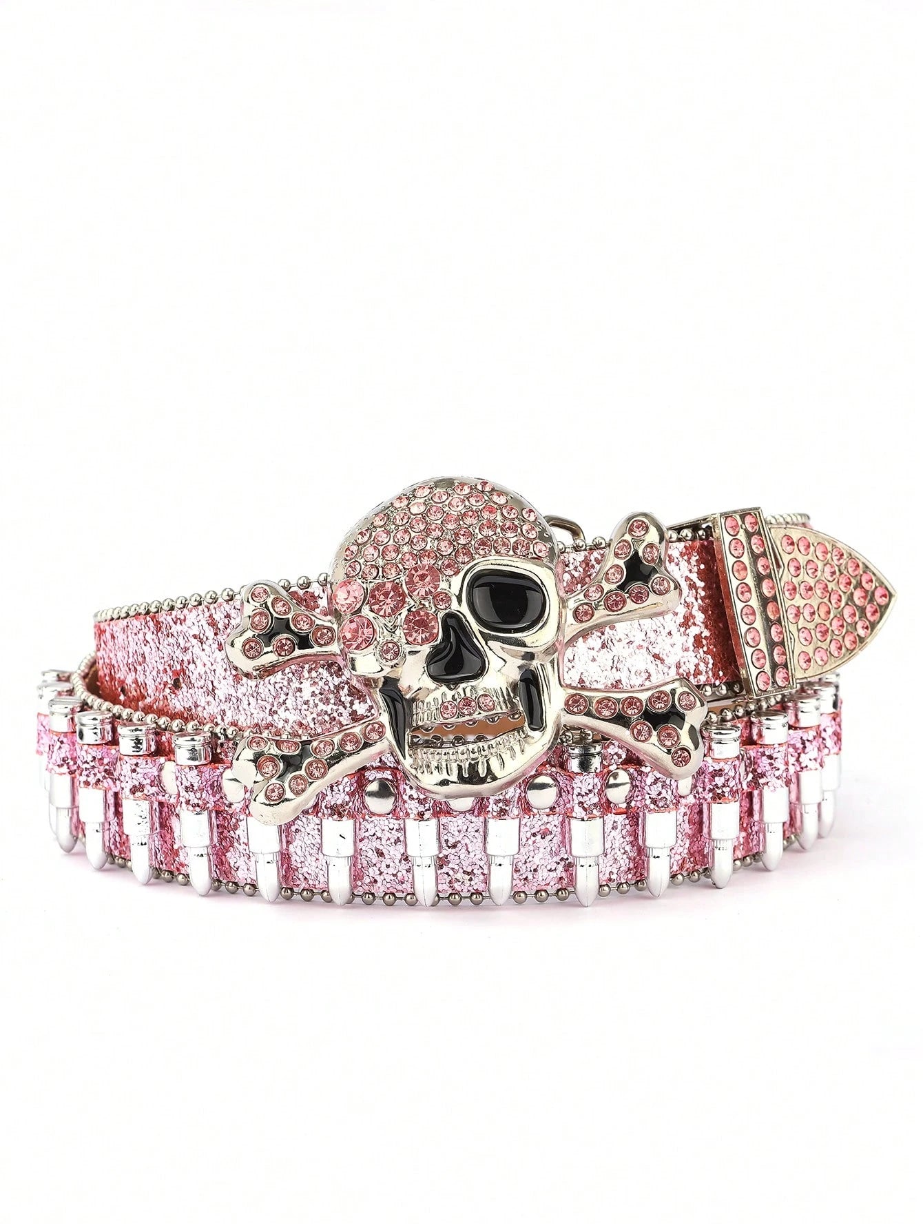 1pc Men's Multicolor Skull Shape Bullet Buckle Street Fashion Punk Hip-Hop Leather Belt