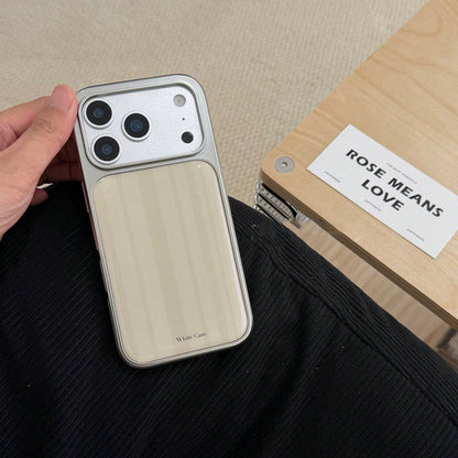 1pc Milk White Thin Vertical Stripe Bottom White Case English Label Print Anti-Drop Soft Glossy Silicone Material Silver Electroplated Large Window Full Coverage No Accessories Phone Case Suitable For