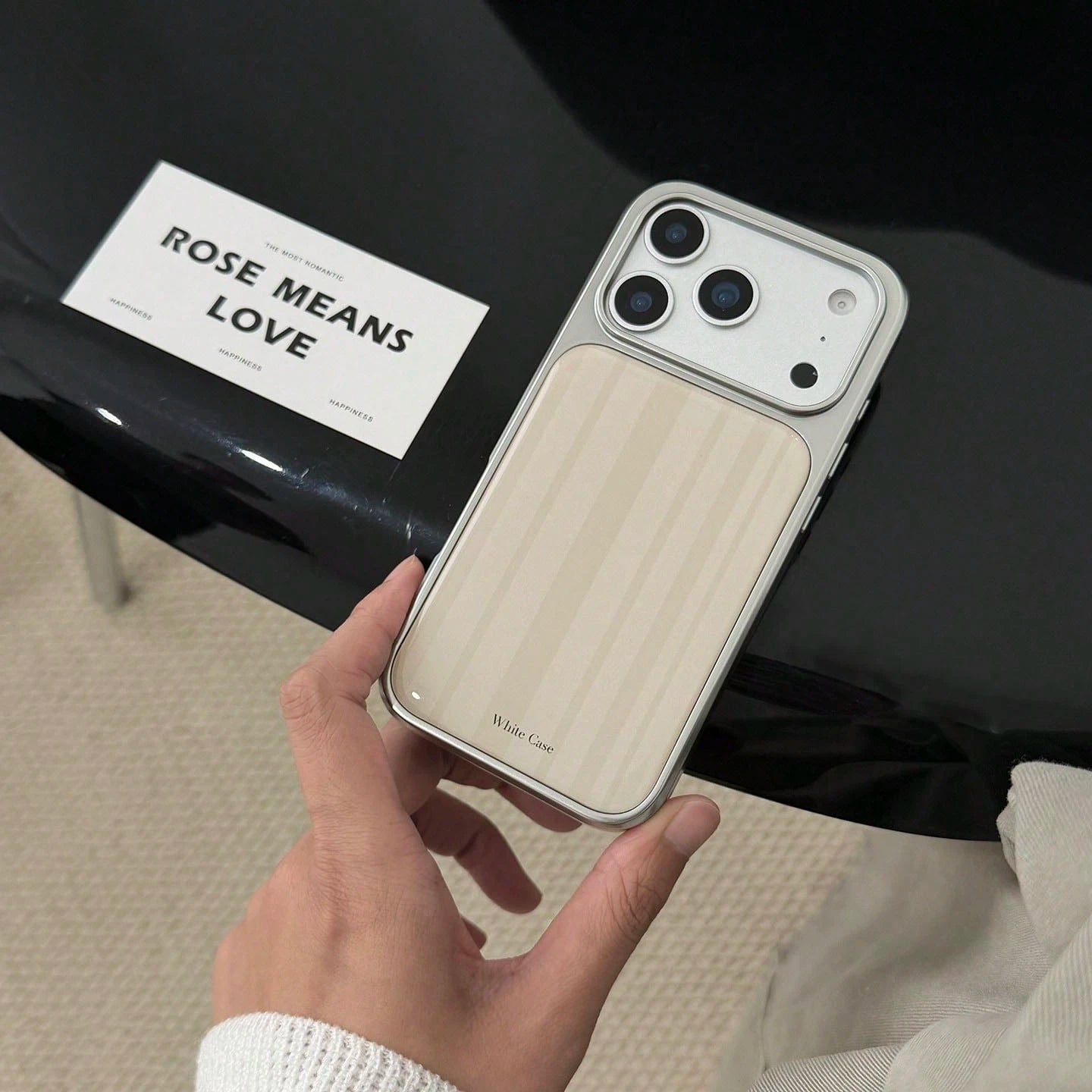 1pc Milk White Thin Vertical Stripe Bottom White Case English Label Print Anti-Drop Soft Glossy Silicone Material Silver Electroplated Large Window Full Coverage No Accessories Phone Case Suitable For