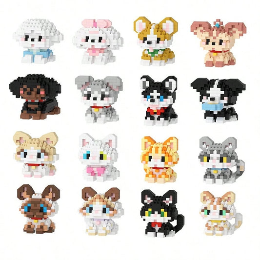 1pc Mini Building Blocks Pet Toy, Cute Cat & Dog Series Micro Brick Toy, Creative Cartoon Animal Model Assembly Toy, Also Serves As Exquisite Home Decor And Desktop Ornament, Best Holiday Gift For Fri