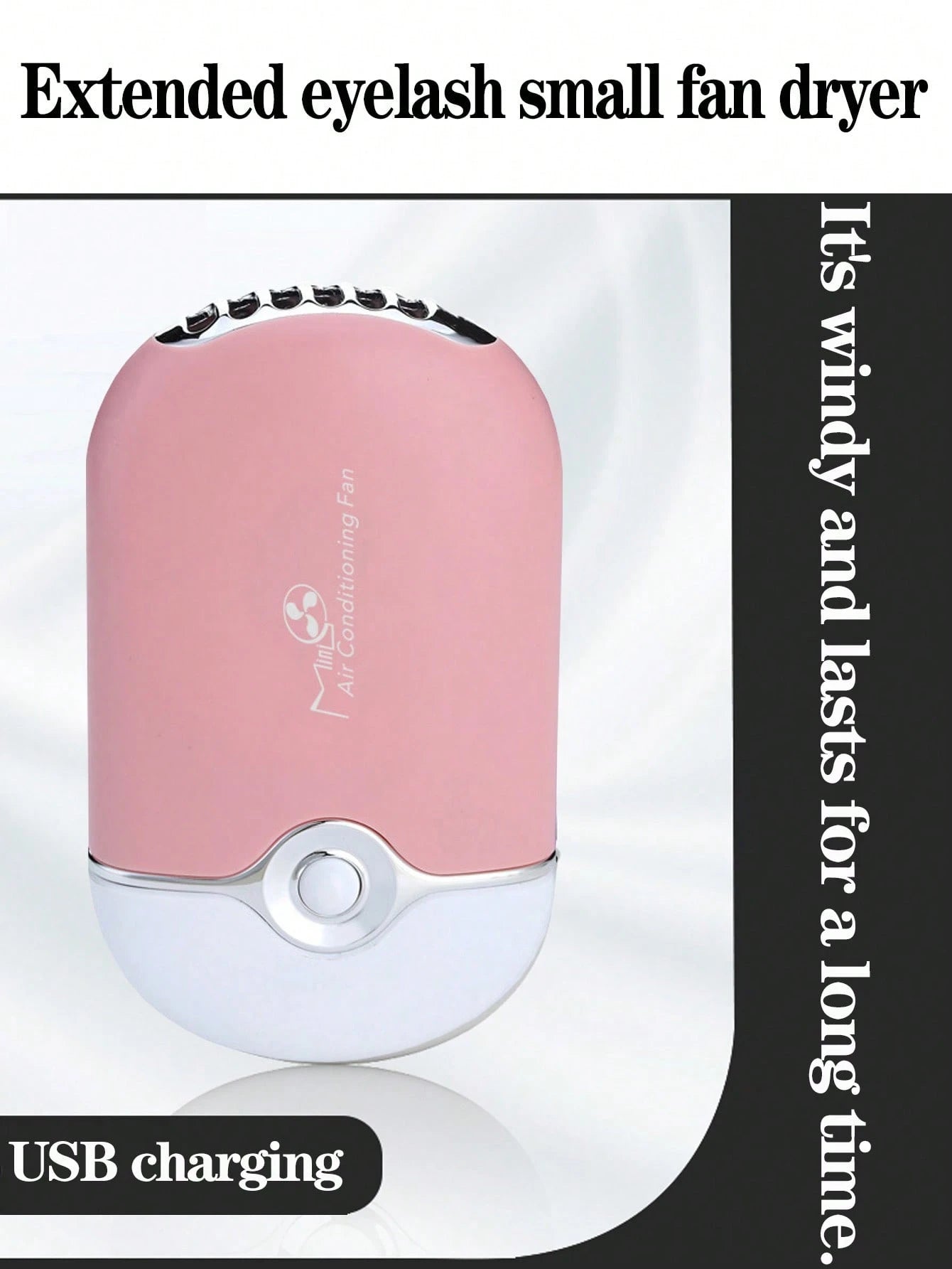 1pc Mini Eyelash Fan, Suitable For Eyelash Extension, Portable Eyelash Fan Dryer, Handheld Rechargeable USB Eyelash Fan, Built-In Sponge Cooling Air Conditioner Fan, Suitable For Eyelash Extension Man