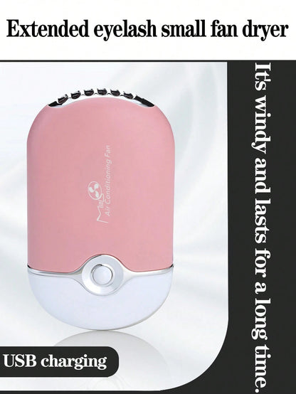 1pc Mini Eyelash Fan, Suitable For Eyelash Extension, Portable Eyelash Fan Dryer, Handheld Rechargeable USB Eyelash Fan, Built-In Sponge Cooling Air Conditioner Fan, Suitable For Eyelash Extension Man