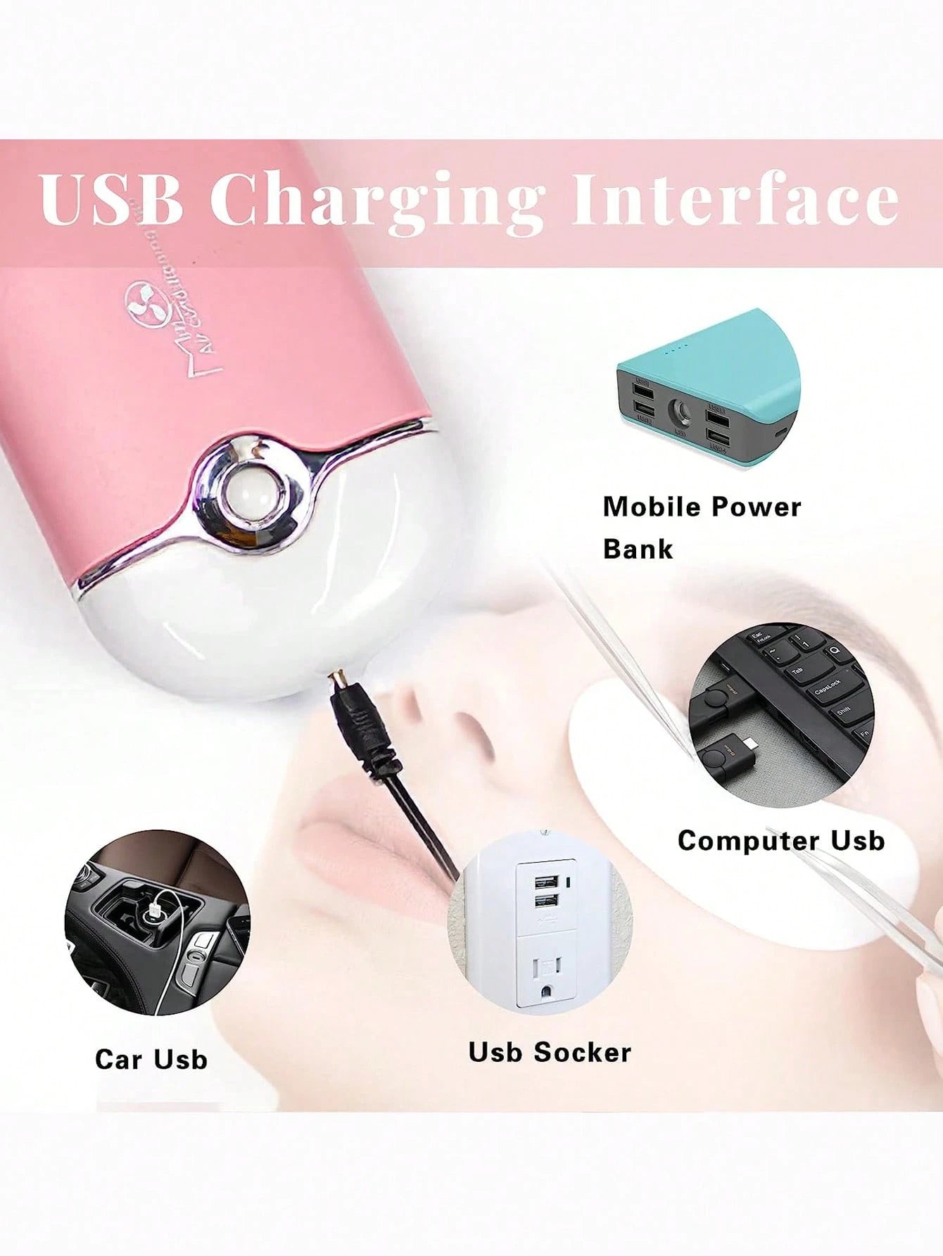 1pc Mini Eyelash Fan, Suitable For Eyelash Extension, Portable Eyelash Fan Dryer, Handheld Rechargeable USB Eyelash Fan, Built-In Sponge Cooling Air Conditioner Fan, Suitable For Eyelash Extension Man