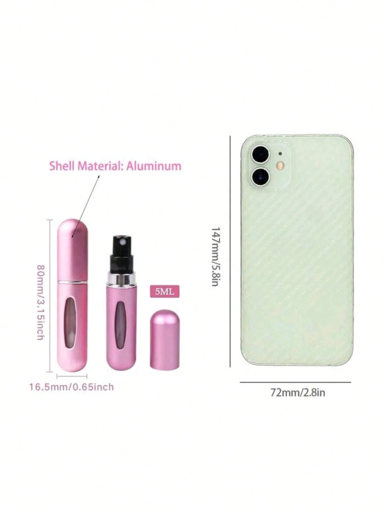 1pc Mini Refillable Travel Perfume Spray Bottle, Portable Perfume Pump Case, Fragrance Empty Spray Bottle, Suitable For Travel And Outings, Gift For Girls, Women, Mothers, Back To School Perfume Bottl