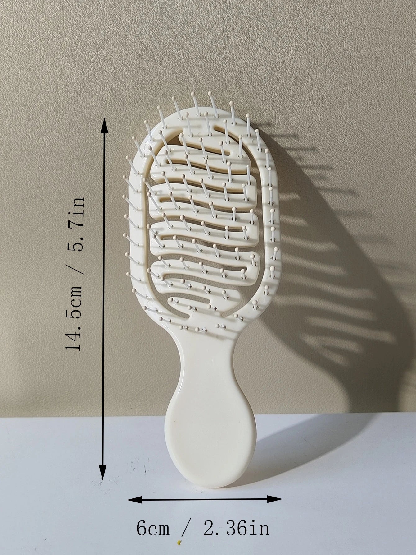 1pc Mini Size Ivory Hollow Design Styling Comb, Dual Use Wet & Dry Hair Brush, Detangling Brush For Curls, Slick Back Edge Brush, Professional Hairdressing Tool, Travel Hairbrush