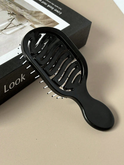 1pc Mini Size Ivory Hollow Design Styling Comb, Dual Use Wet & Dry Hair Brush, Detangling Brush For Curls, Slick Back Edge Brush, Professional Hairdressing Tool, Travel Hairbrush