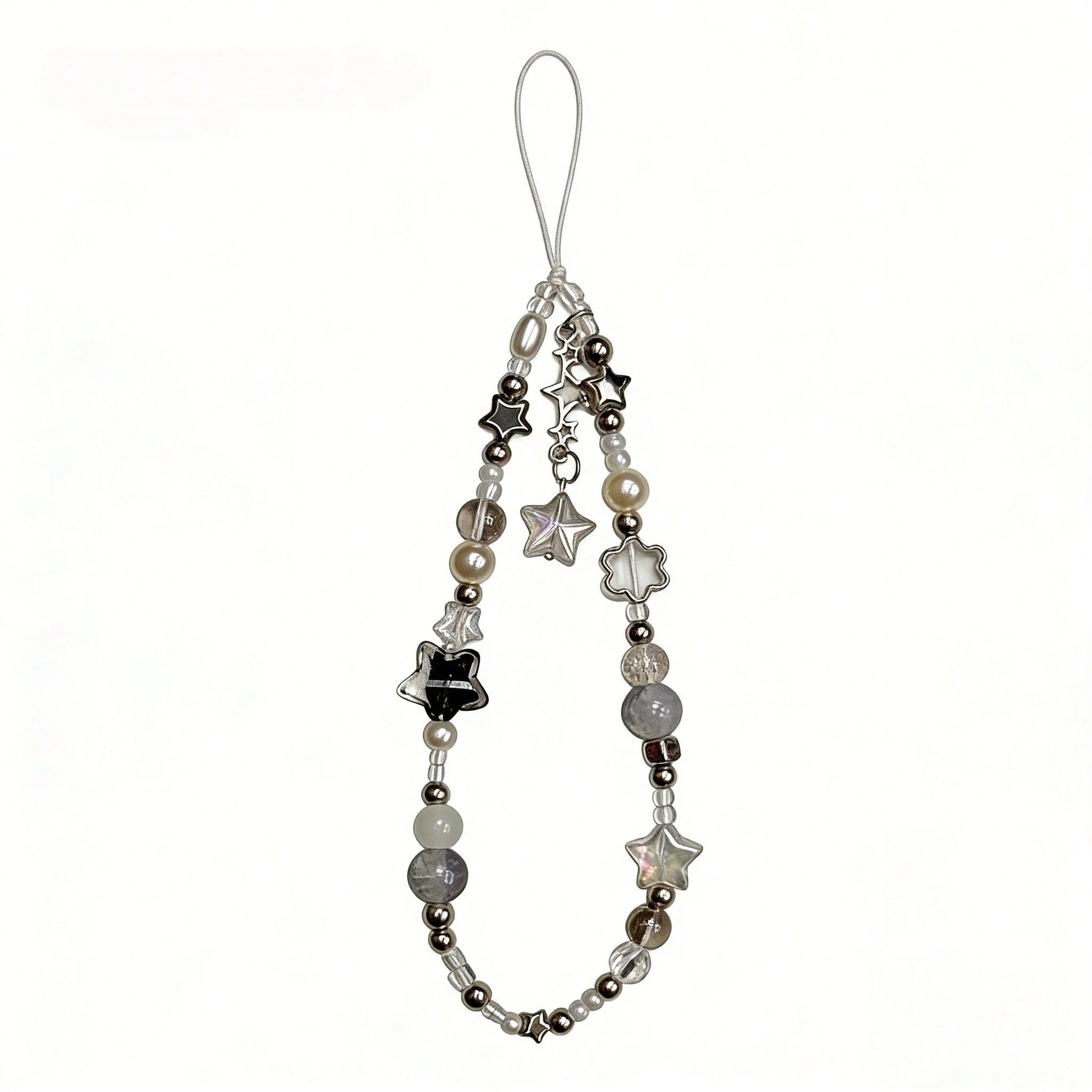 1pc Minimalist Black And White Star Beaded Phone Strap, Bag Charm, Camera Decor, Chic Black And White Star Beaded Chain, Exquisite High-End Gift Suitable For Friends, Family, Classmates