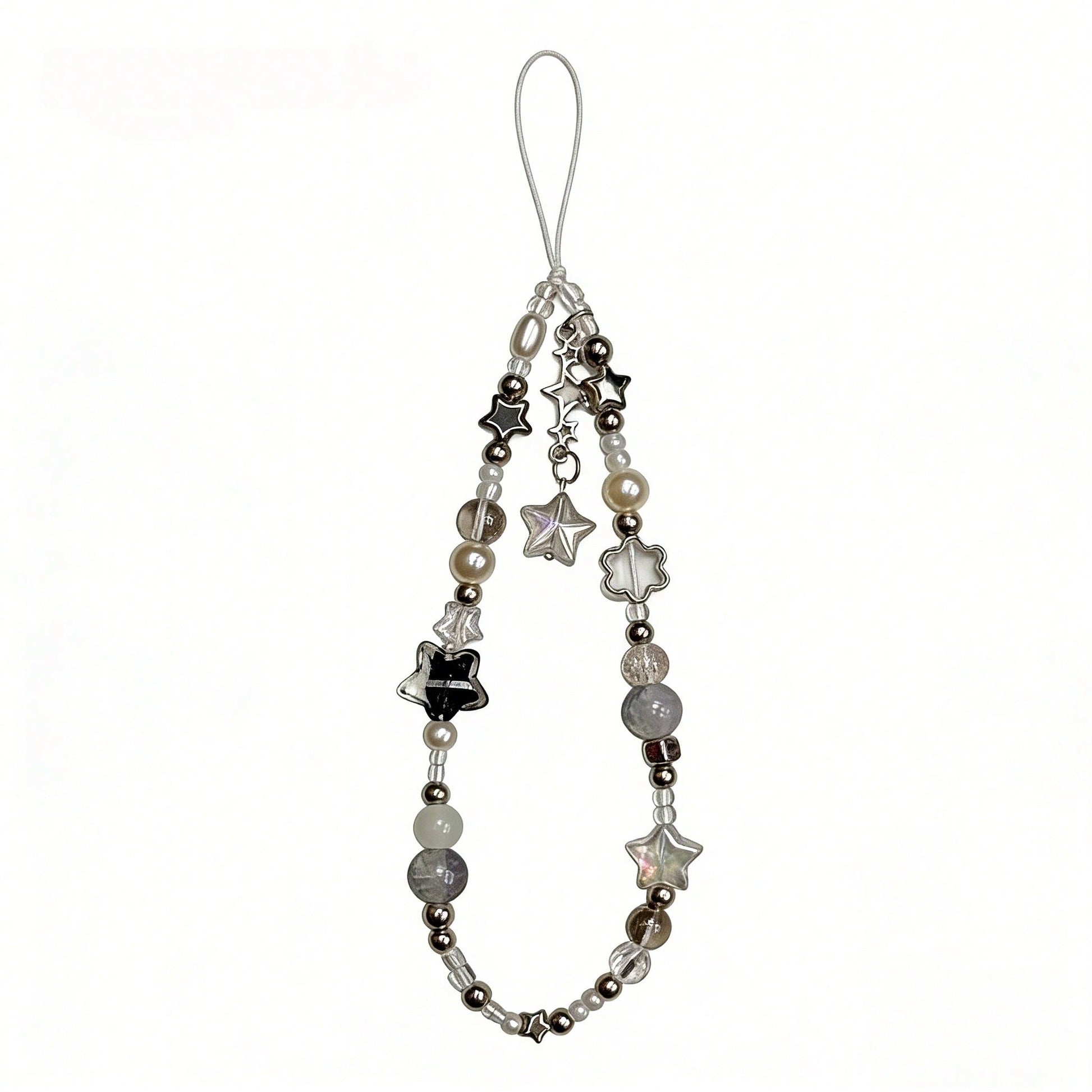 1pc Minimalist Black And White Star Beaded Phone Strap, Bag Charm, Camera Decor, Chic Black And White Star Beaded Chain, Exquisite High-End Gift Suitable For Friends, Family, Classmates