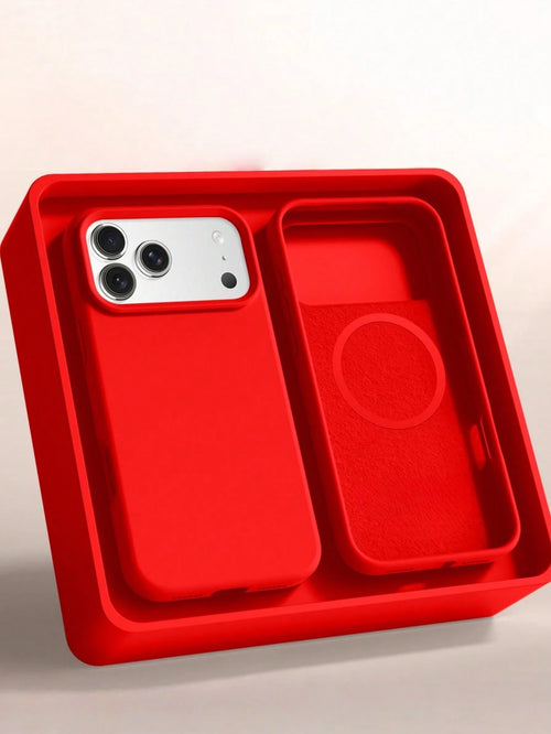 1pc Minimalist Liquid Silicone Magnetic Wireless Charging Phone Case Compatible With IPhone 17 Air 16 14 13 12 15 Pro Max Plus, With Velvet Camera Protection