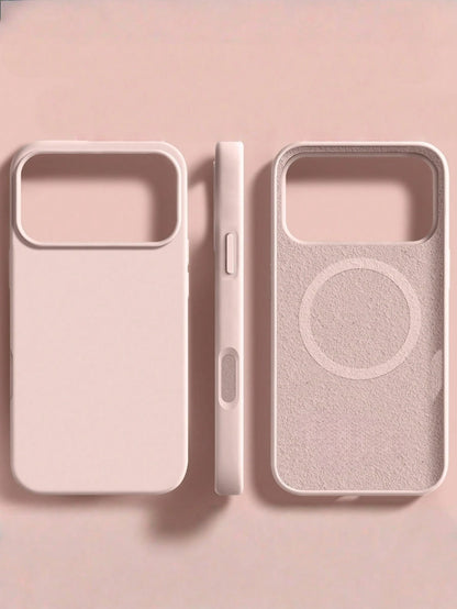 1pc Minimalist Liquid Silicone Magnetic Wireless Charging Phone Case Compatible With IPhone 17 Air 16 14 13 12 15 Pro Max Plus, With Velvet Camera Protection