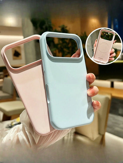 1pc Minimalist Liquid Silicone Magnetic Wireless Charging Phone Case Compatible With IPhone 17 Air 16 14 13 12 15 Pro Max Plus, With Velvet Camera Protection