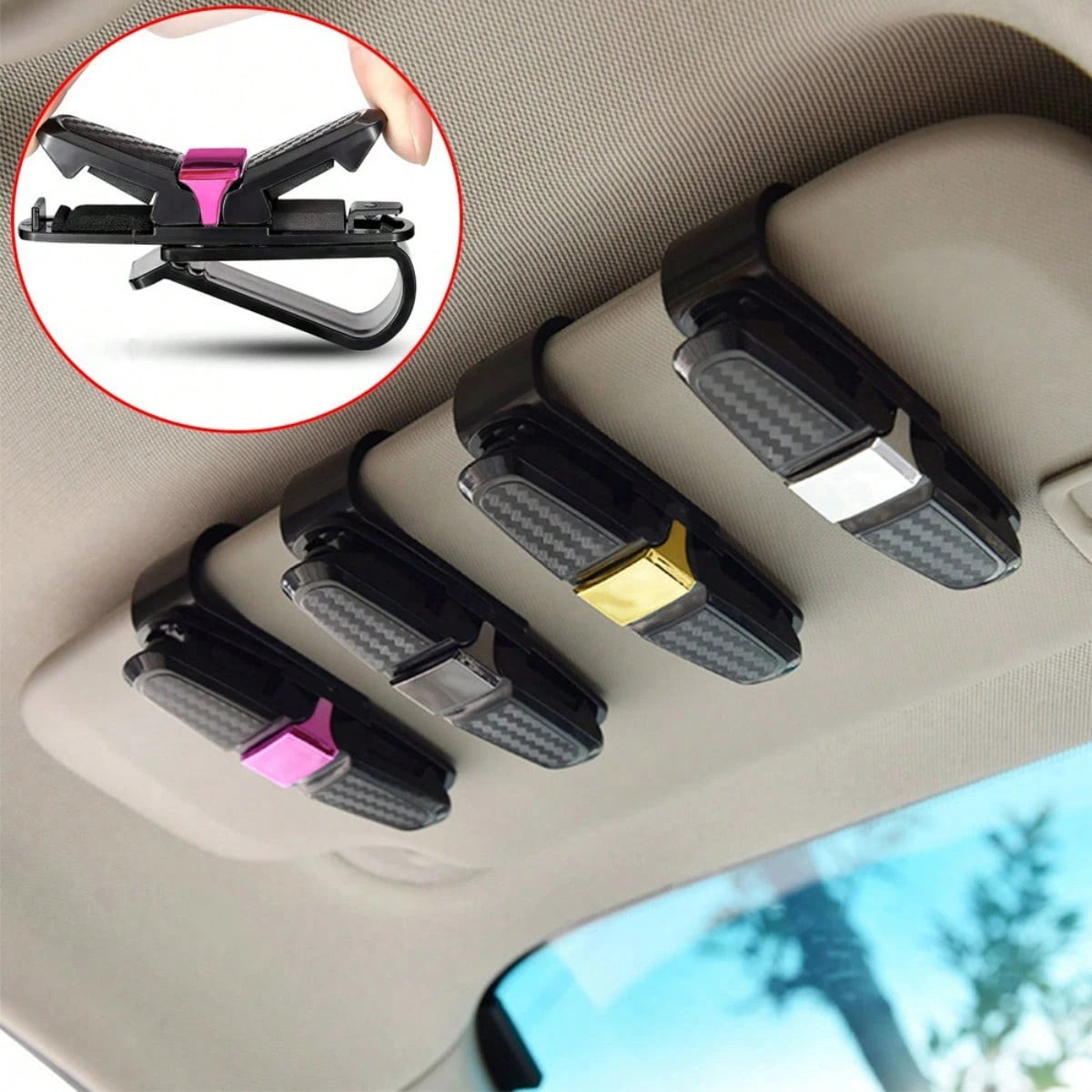 1pc Multi-Function Car Glasses Holder, 180-Degree Rotatable Automotive Glasses Storage Clip, Universal Interior Storage Accessory