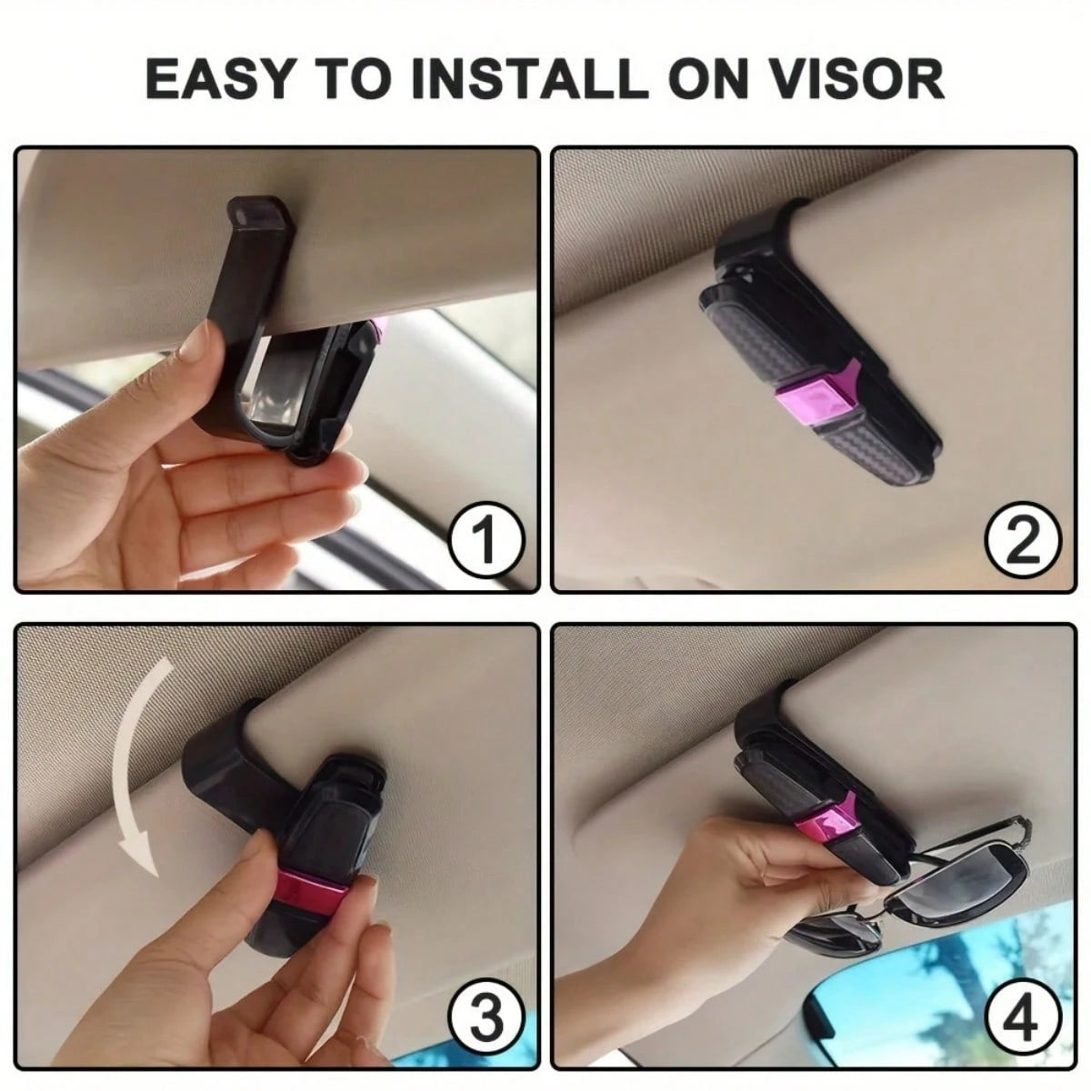 1pc Multi-Function Car Glasses Holder, 180-Degree Rotatable Automotive Glasses Storage Clip, Universal Interior Storage Accessory