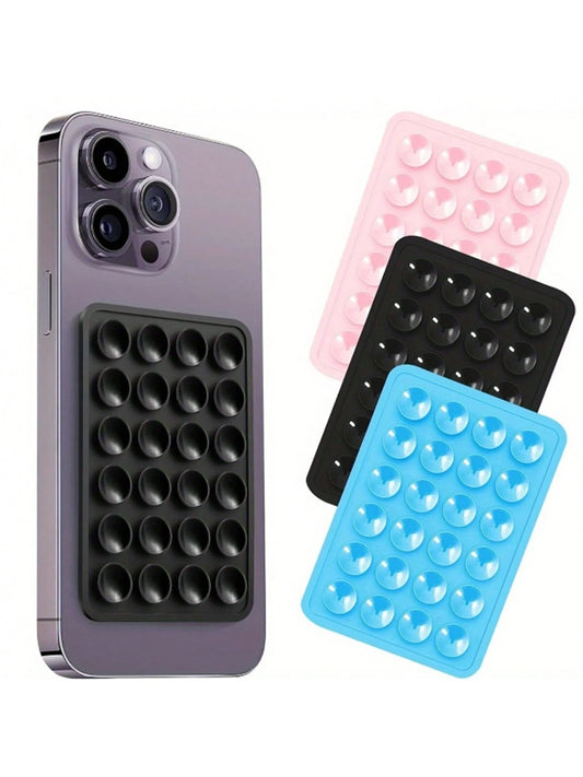 1pc Multi-Functional Square Silicone Suction Cup 24-Hole Phone Holder, Strong Adhesion, Suitable For Various Scenarios, Prevents Phone From Falling