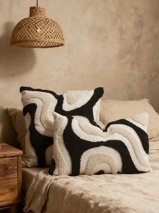 1pc Multicolor Geometric Pattern Throw Pillow Cover, Bohemian Canvas Embroidered Soft Cushion Cover, Nordic Style, Suitable For Bedroom, Living Room Sofa, Headboard, Outdoor Garden, Holiday Party Deco
