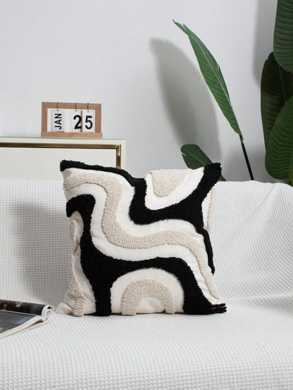 1pc Multicolor Geometric Pattern Throw Pillow Cover, Bohemian Canvas Embroidered Soft Cushion Cover, Nordic Style, Suitable For Bedroom, Living Room Sofa, Headboard, Outdoor Garden, Holiday Party Deco