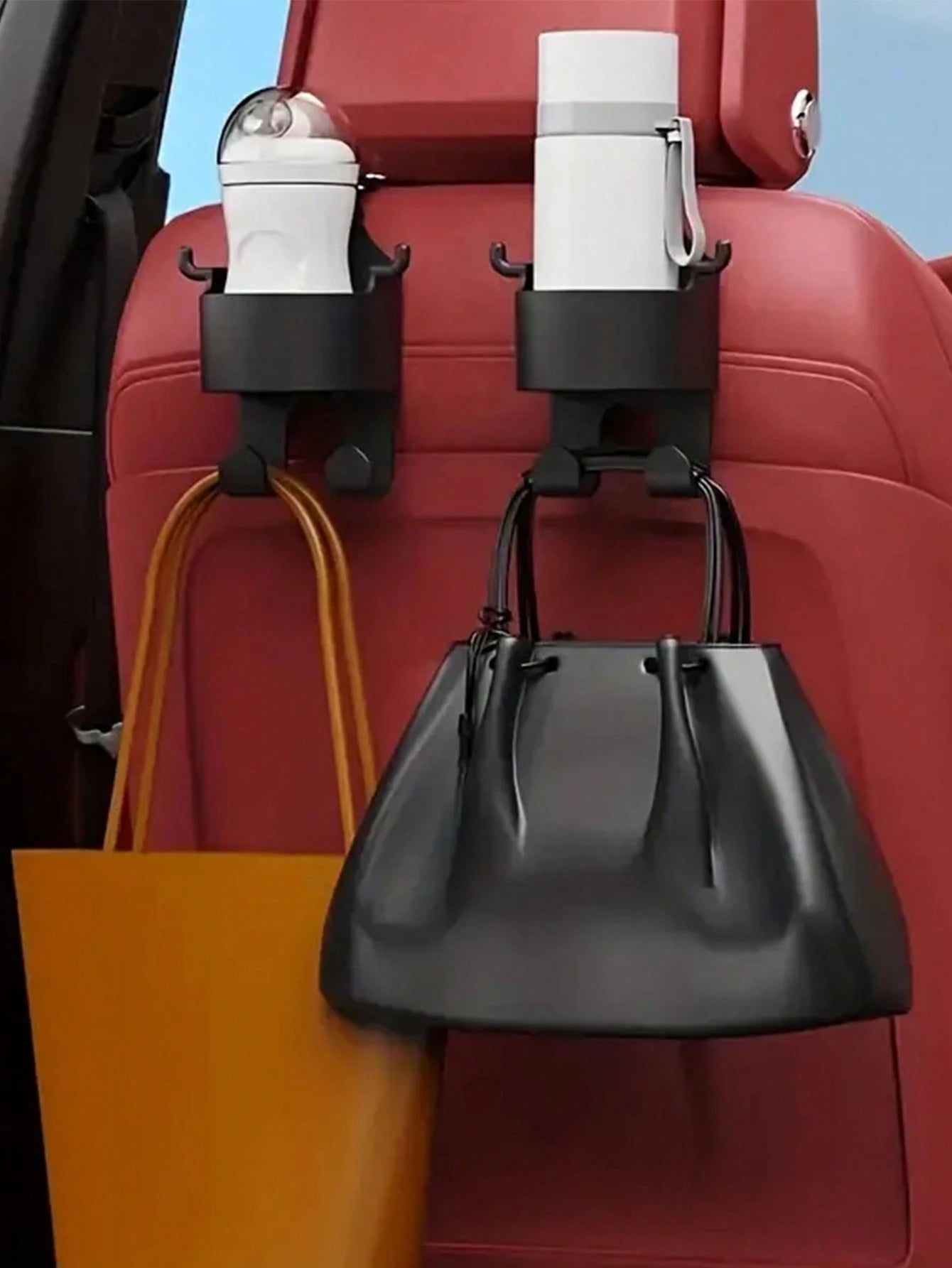 1pc Multifunctional Car Hook Mounted Cup Holder, Storage Box, Mobile Phone Holder, Beverage Holder, Car Organizer