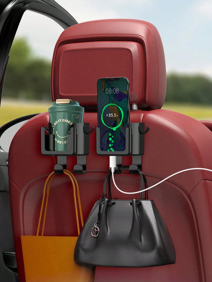 1pc Multifunctional Car Hook Mounted Cup Holder, Storage Box, Mobile Phone Holder, Beverage Holder, Car Organizer