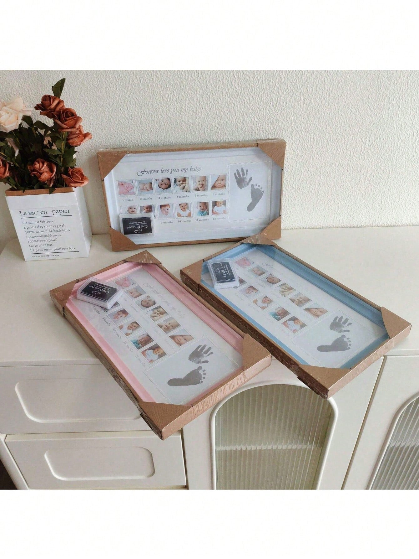 1pc MY FIRST YEAR Baby Growth Portrait Memorial Photo Frame, Wall Hanging & Tabletop Plastic First Birthday Photo Frame