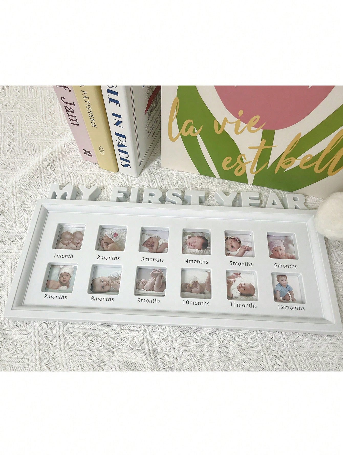 1pc MY FIRST YEAR Baby Growth Portrait Memorial Photo Frame, Wall Hanging & Tabletop Plastic First Birthday Photo Frame