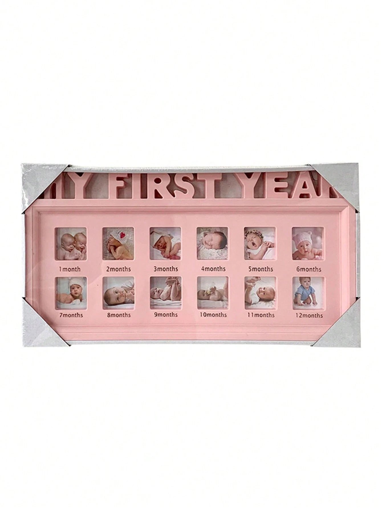 1pc MY FIRST YEAR Baby Growth Portrait Memorial Photo Frame, Wall Hanging & Tabletop Plastic First Birthday Photo Frame