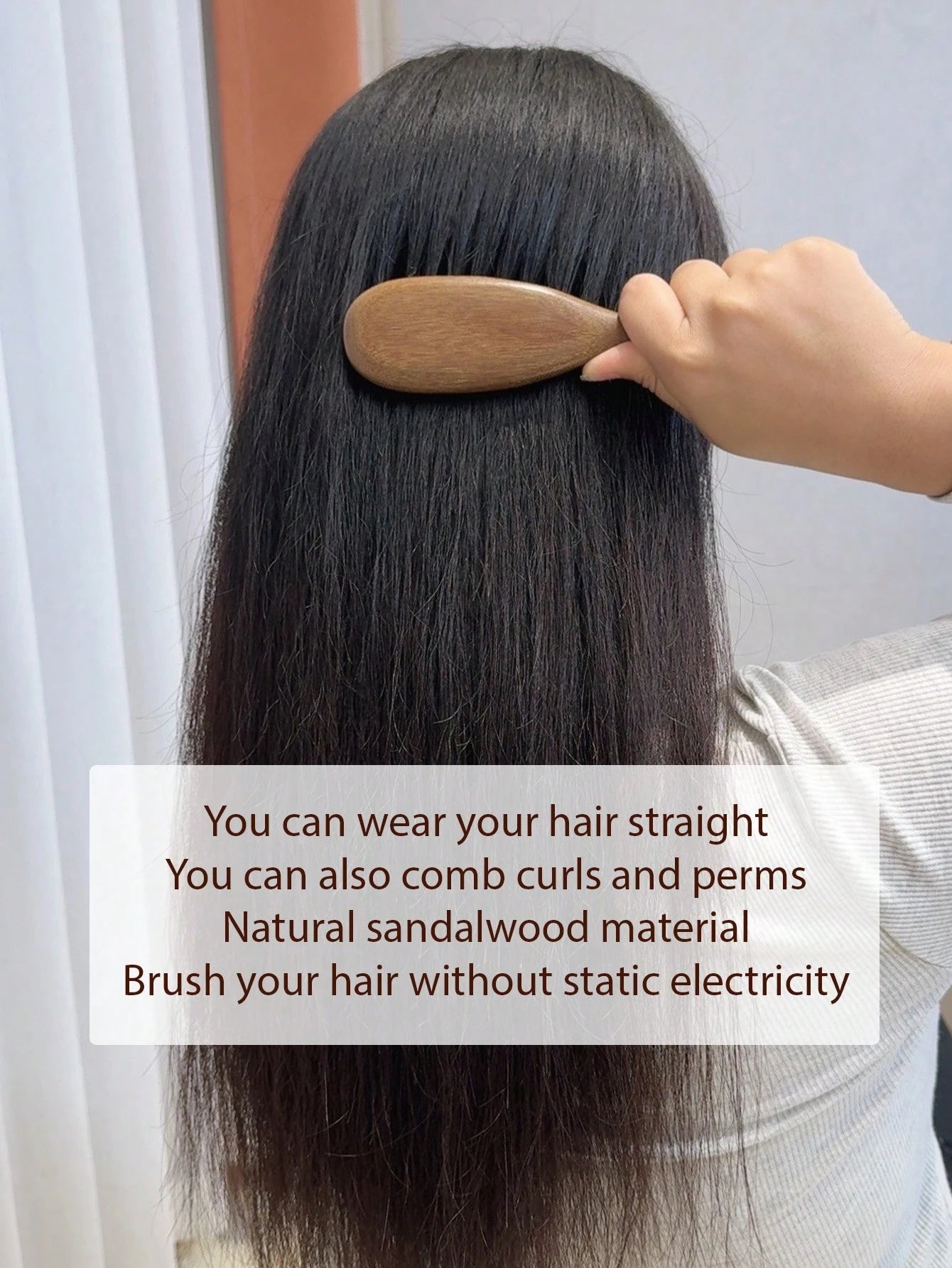 1pc Natural Sandalwood Thick Tooth Massage Comb Large Teeth Curl Comb Scalp Meridian Unblock Massage Body Hair Brush,Hair Brush,Comb,Hair Tools,Hair Products And Accessories For Barber Salon Beauty Tr