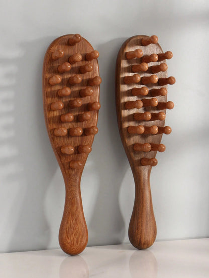 1pc Natural Sandalwood Thick Tooth Massage Comb Large Teeth Curl Comb Scalp Meridian Unblock Massage Body Hair Brush,Hair Brush,Comb,Hair Tools,Hair Products And Accessories For Barber Salon Beauty Tr