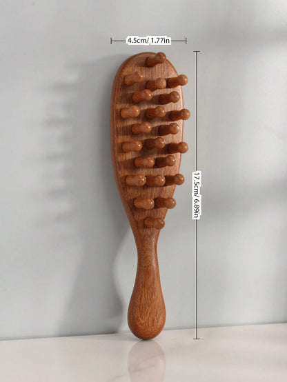 1pc Natural Sandalwood Thick Tooth Massage Comb Large Teeth Curl Comb Scalp Meridian Unblock Massage Body Hair Brush,Hair Brush,Comb,Hair Tools,Hair Products And Accessories For Barber Salon Beauty Tr
