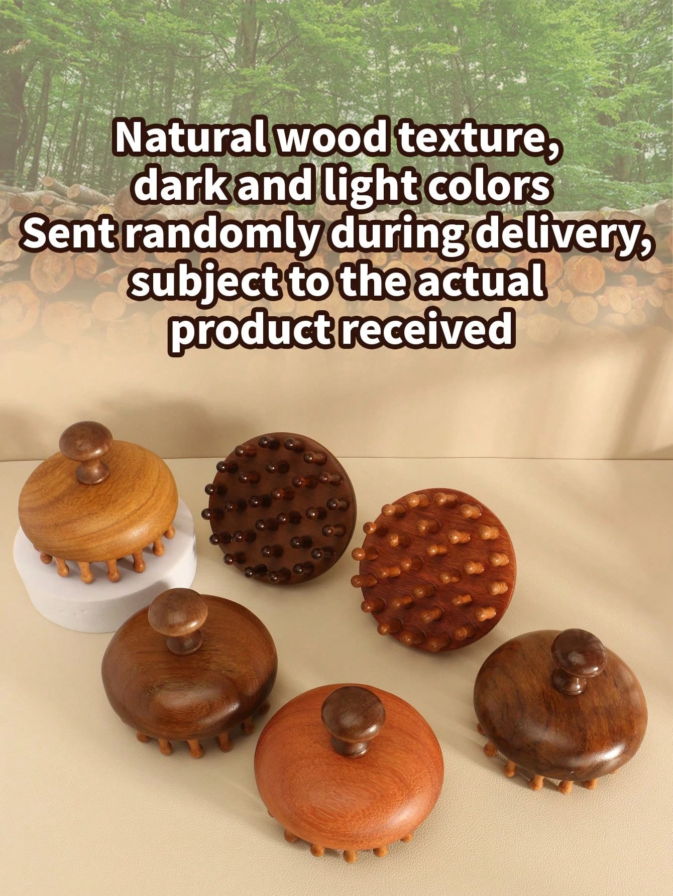 1pc Natural Sandalwood Thick Tooth Massage Comb Large Teeth Curl Comb Scalp Meridian Unblock Massage Body Hair Brush,Hair Brush,Comb,Hair Tools,Hair Products And Accessories For Barber Salon Beauty Tr