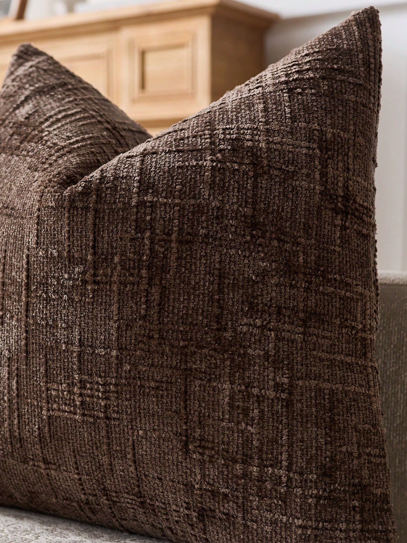 1pc Neutral Chenille Pillow Cover, Soft Textured Decorative Throw Pillow Case, Suitable For Sofa, Bed, Home Decor, 45 X 45 Cm