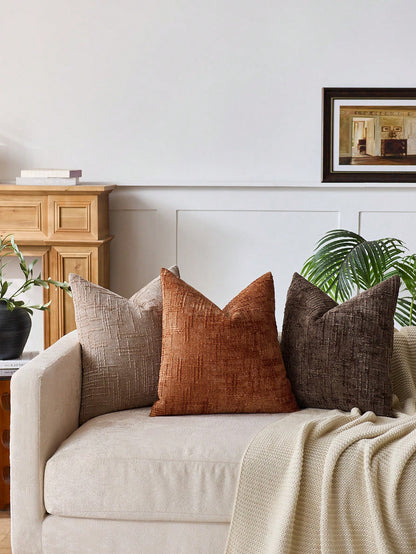 1pc Neutral Chenille Pillow Cover, Soft Textured Decorative Throw Pillow Case, Suitable For Sofa, Bed, Home Decor, 45 X 45 Cm