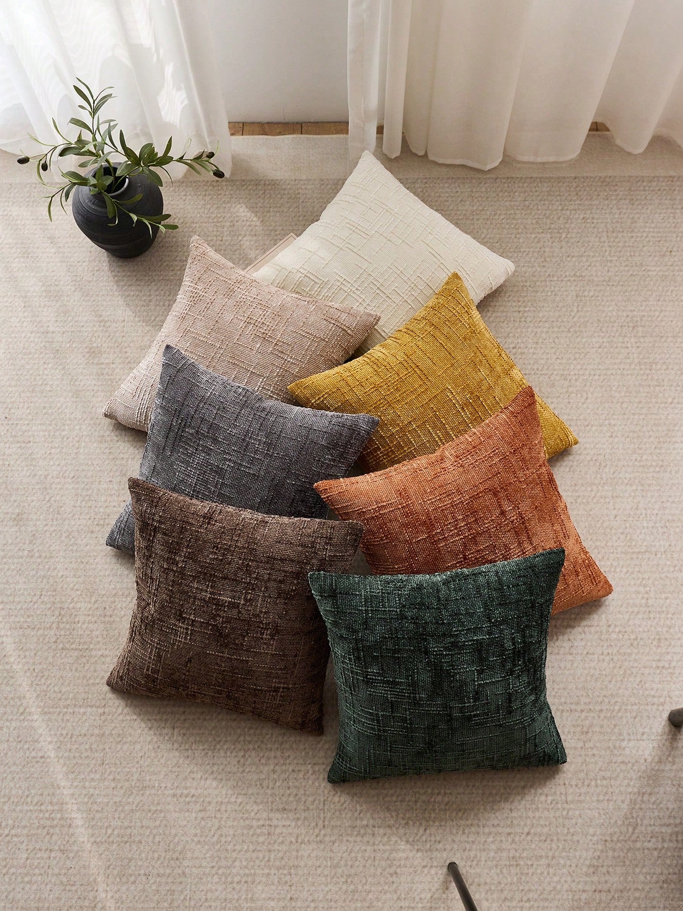1pc Neutral Chenille Pillow Cover, Soft Textured Decorative Throw Pillow Case, Suitable For Sofa, Bed, Home Decor, 45 X 45 Cm