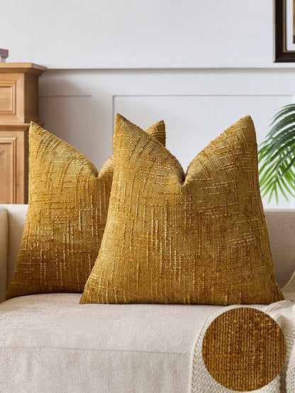 1pc Neutral Chenille Pillow Cover, Soft Textured Decorative Throw Pillow Case, Suitable For Sofa, Bed, Home Decor, 45 X 45 Cm