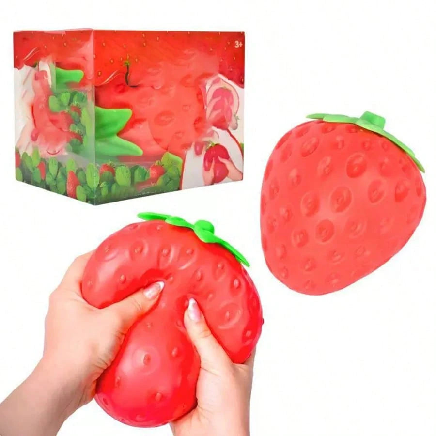 1pc New Extra-Large Strawberry Slow Rebound Toy, Giant Squeezing Toy, PU-Filled Sensory Toy, Stress-Relieving Game Toy, Suitable For Adults,Color, Style & Packaging Random