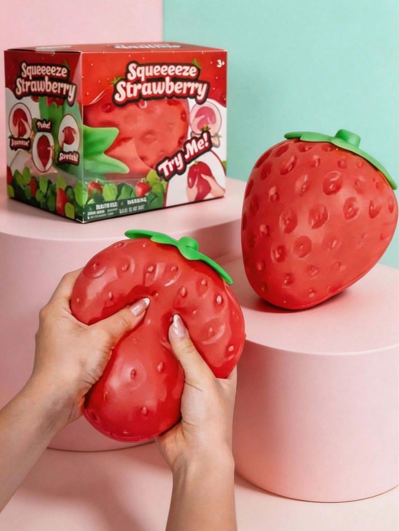 1pc New Extra-Large Strawberry Slow Rebound Toy, Giant Squeezing Toy, PU-Filled Sensory Toy, Stress-Relieving Game Toy, Suitable For Adults,Color, Style & Packaging Random