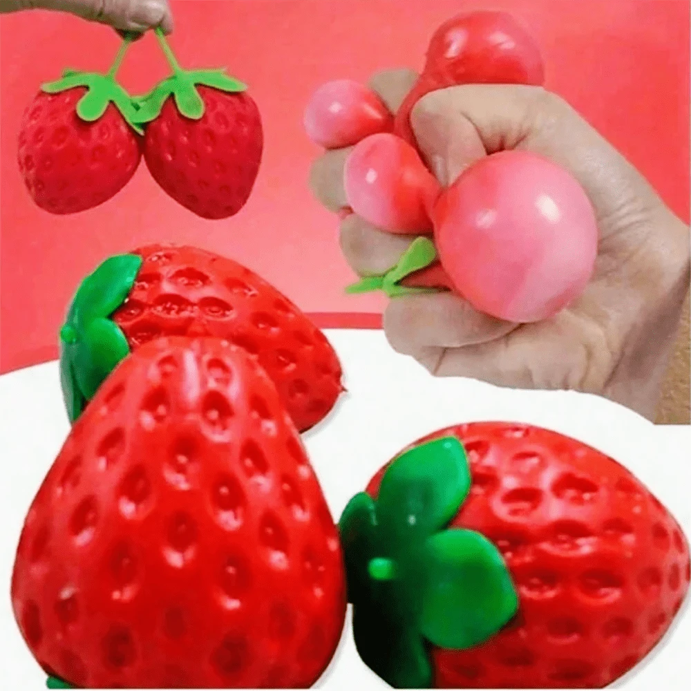 1pc New Extra-Large Strawberry Slow Rebound Toy, Giant Squeezing Toy, PU-Filled Sensory Toy, Stress-Relieving Game Toy, Suitable For Adults,Color, Style & Packaging Random