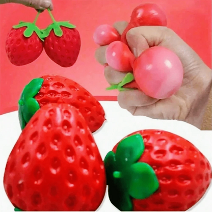 1pc New Extra-Large Strawberry Slow Rebound Toy, Giant Squeezing Toy, PU-Filled Sensory Toy, Stress-Relieving Game Toy, Suitable For Adults,Color, Style & Packaging Random