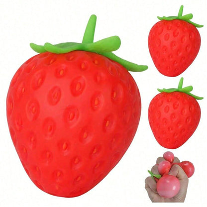 1pc New Extra-Large Strawberry Slow Rebound Toy, Giant Squeezing Toy, PU-Filled Sensory Toy, Stress-Relieving Game Toy, Suitable For Adults,Color, Style & Packaging Random