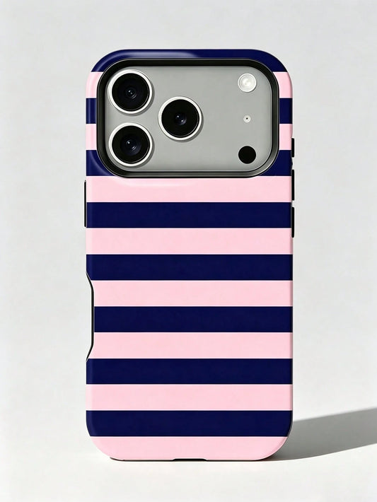 1pc New Glossy Artistic Purple Striped Pattern 2-In-1 Phile Shell Full Coverage Phone Hard Case, Suitable For IPhone 17 Pro Max/17Pro/17e/16e/16 Pro Max/15 Pro Max/14 Pro Max/13Pro/12/11/XR/XS Max/7/8