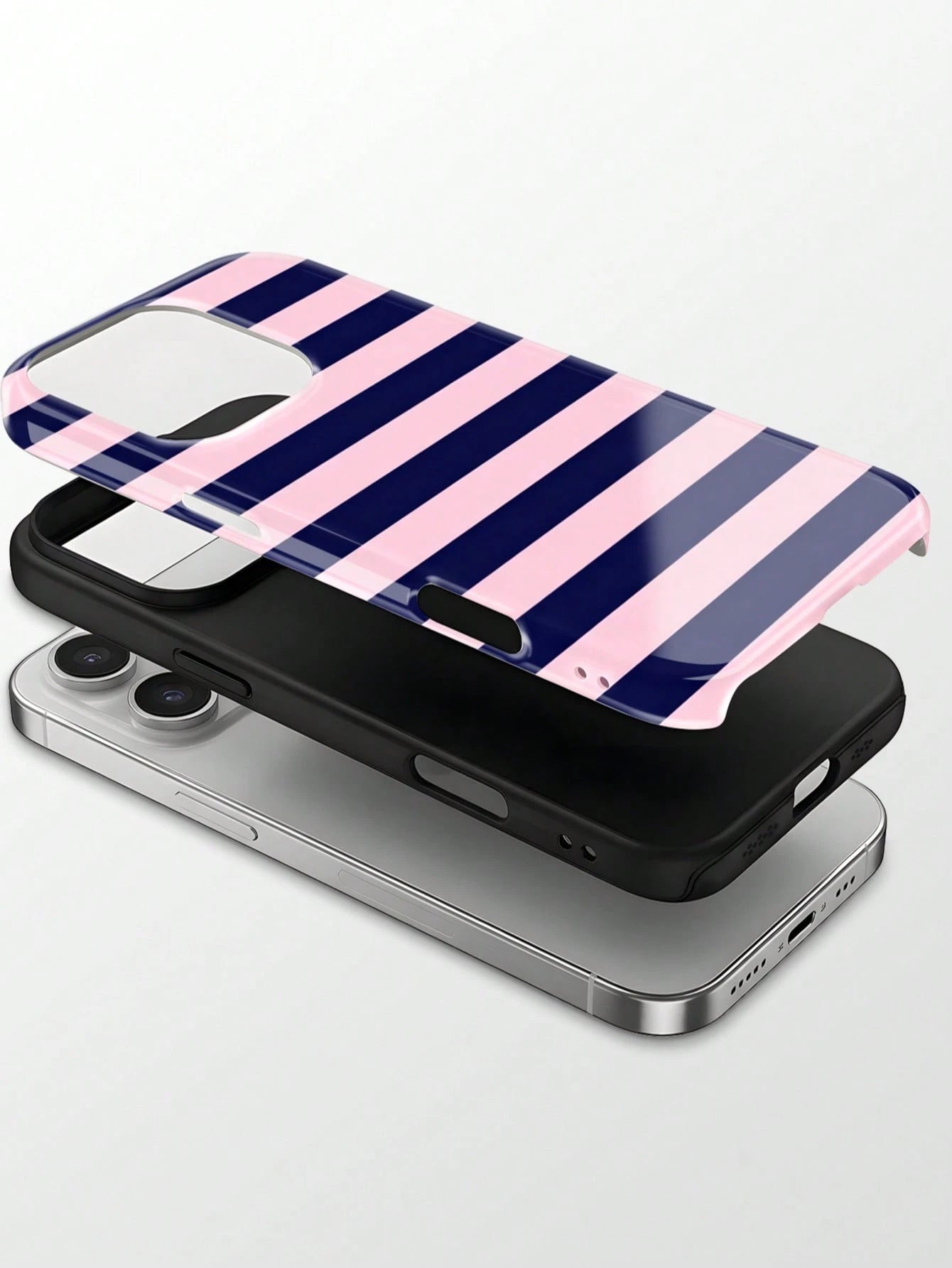 1pc New Glossy Artistic Purple Striped Pattern 2-In-1 Phile Shell Full Coverage Phone Hard Case, Suitable For IPhone 17 Pro Max/17Pro/17e/16e/16 Pro Max/15 Pro Max/14 Pro Max/13Pro/12/11/XR/XS Max/7/8