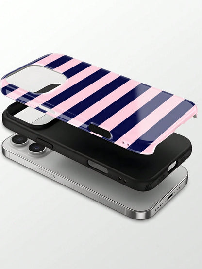 1pc New Glossy Artistic Purple Striped Pattern 2-In-1 Phile Shell Full Coverage Phone Hard Case, Suitable For IPhone 17 Pro Max/17Pro/17e/16e/16 Pro Max/15 Pro Max/14 Pro Max/13Pro/12/11/XR/XS Max/7/8