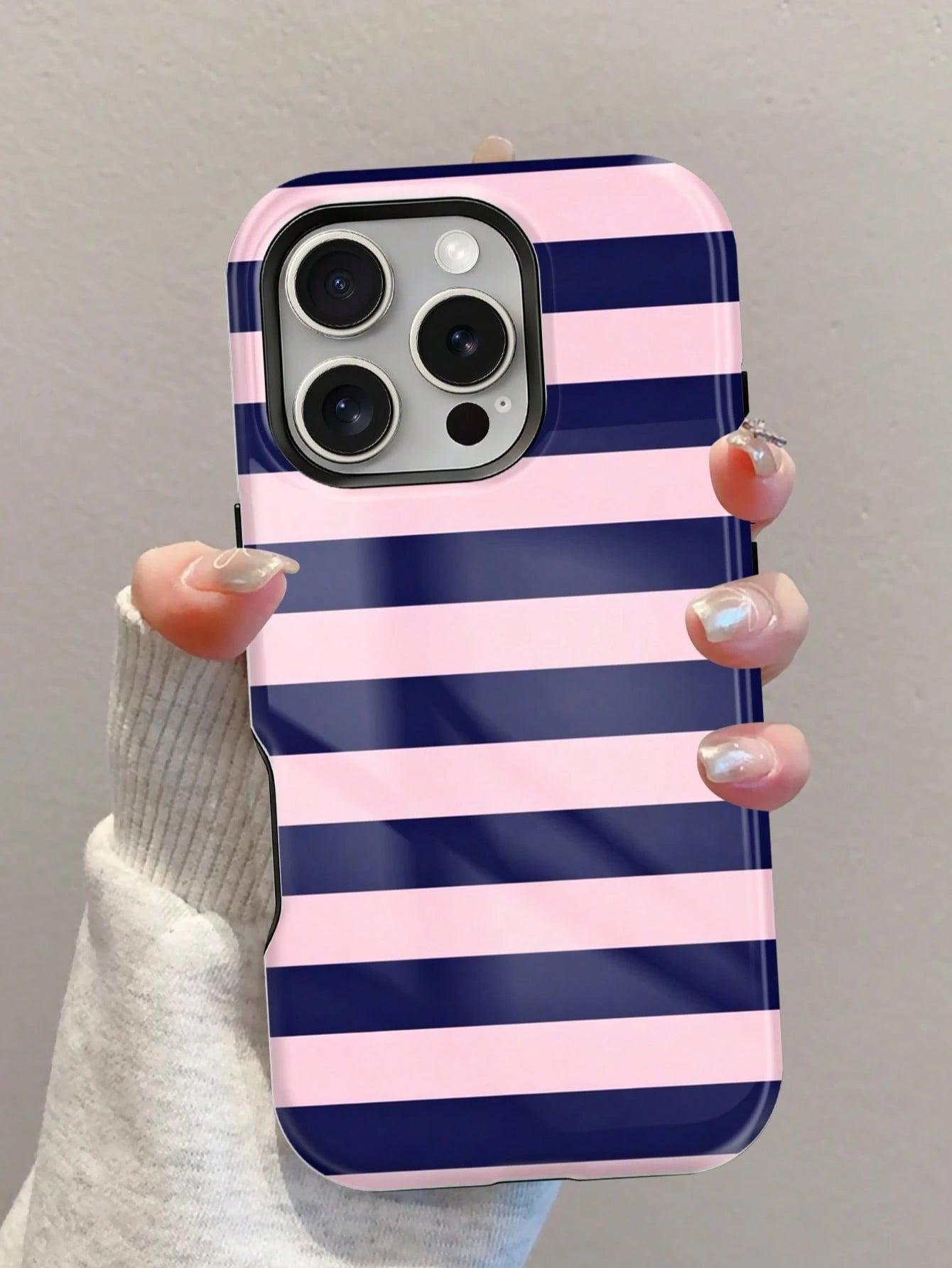 1pc New Glossy Artistic Purple Striped Pattern 2-In-1 Phile Shell Full Coverage Phone Hard Case, Suitable For IPhone 17 Pro Max/17Pro/17e/16e/16 Pro Max/15 Pro Max/14 Pro Max/13Pro/12/11/XR/XS Max/7/8