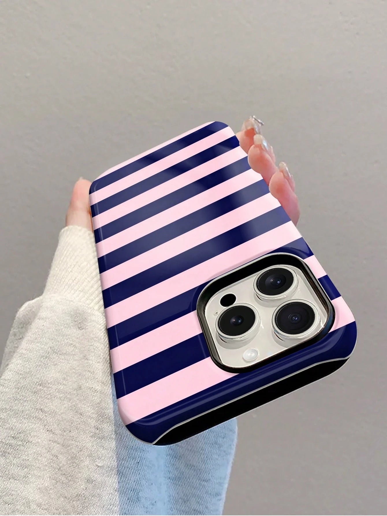 1pc New Glossy Artistic Purple Striped Pattern 2-In-1 Phile Shell Full Coverage Phone Hard Case, Suitable For IPhone 17 Pro Max/17Pro/17e/16e/16 Pro Max/15 Pro Max/14 Pro Max/13Pro/12/11/XR/XS Max/7/8