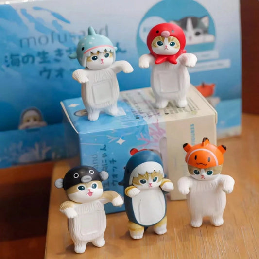 1pc New Mofusand Ocean Party Blind Box Cute Cat Mobile Party Decoration Desktop Ornament Surprise Gift For Anime Figure Lovers,The Perfect Holiday Gift For Family, Friends, And Fans, Graduation Season