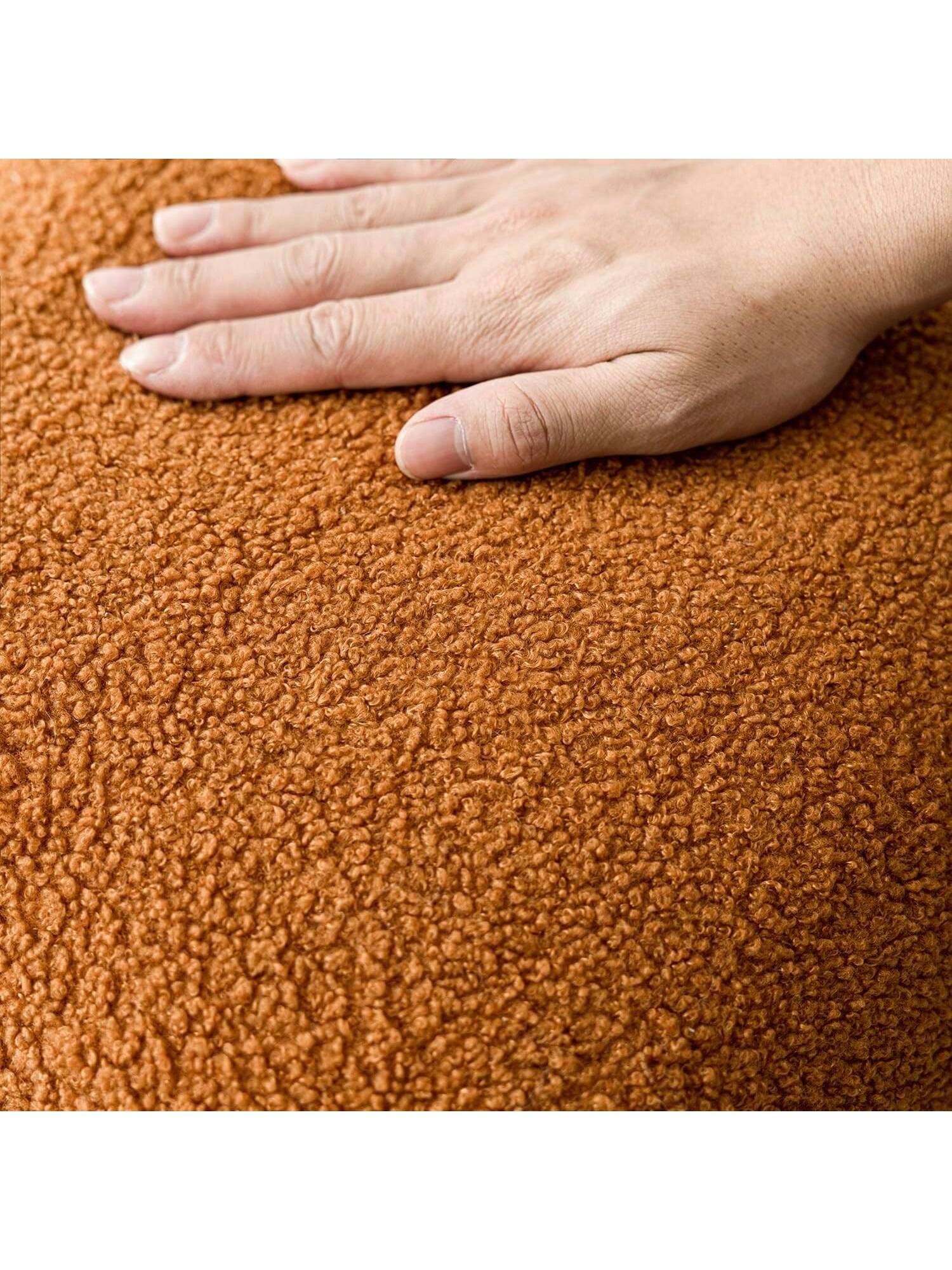 1pc Orange (Pillow Insert Not Included) Curly Fluffy Pillow Cover- Soft, Neutral Fluffy Plush Cushion Sham, Suitable For Sofa, Bedroom, Decor, All Seasons