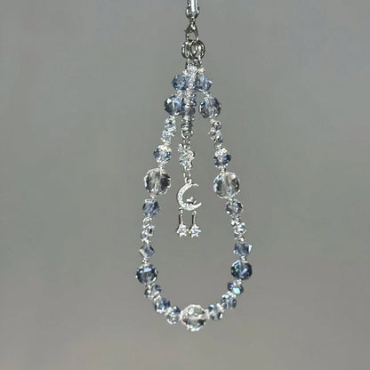 1pc Oversized Crystal Bead Phone Lanyard- Shiny Fairy Style Wrist Strap Phone Charm, Transparent Glossy Luxury Multi-Functional Phone Accessory, Suitable For Most Smartphones